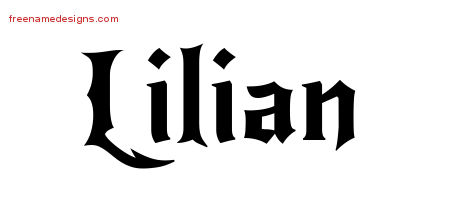 Gothic Name Tattoo Designs Lilian Free Graphic