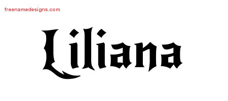 Gothic Name Tattoo Designs Liliana Free Graphic