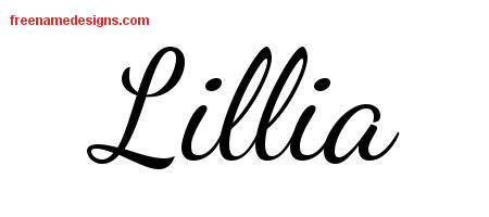 Lively Script Name Tattoo Designs Lillia Free Printout