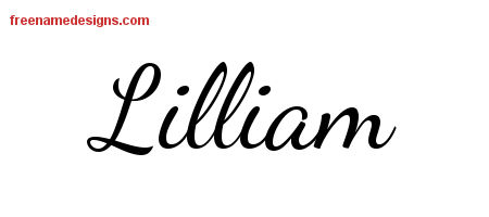 Lively Script Name Tattoo Designs Lilliam Free Printout
