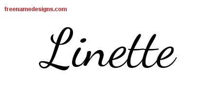 Lively Script Name Tattoo Designs Linette Free Printout