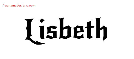 Gothic Name Tattoo Designs Lisbeth Free Graphic