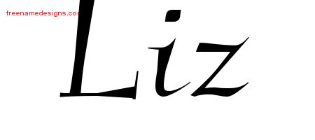 Elegant Name Tattoo Designs Liz Free Graphic