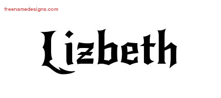 Gothic Name Tattoo Designs Lizbeth Free Graphic