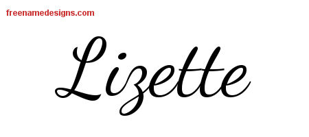 Lively Script Name Tattoo Designs Lizette Free Printout