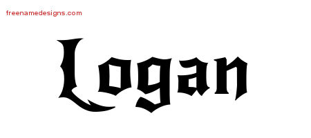Gothic Name Tattoo Designs Logan Free Graphic