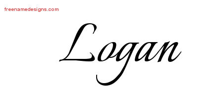 Calligraphic Name Tattoo Designs Logan Free Graphic