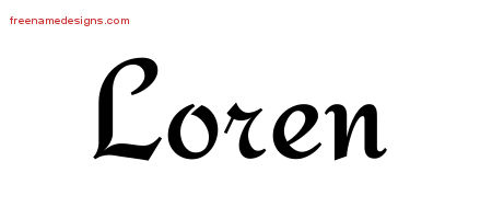 Calligraphic Stylish Name Tattoo Designs Loren Free Graphic