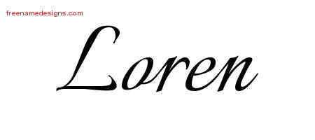 Calligraphic Name Tattoo Designs Loren Free Graphic