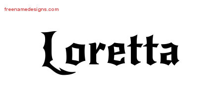 Gothic Name Tattoo Designs Loretta Free Graphic