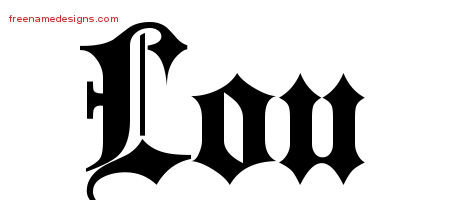 Old English Name Tattoo Designs Lou Free Lettering