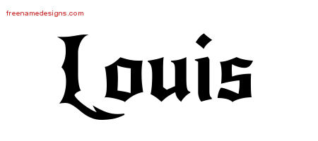 Gothic Name Tattoo Designs Louis Free Graphic