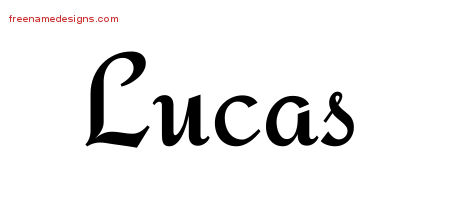 Calligraphic Stylish Name Tattoo Designs Lucas Free Graphic