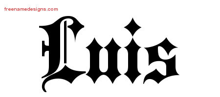 Old English Name Tattoo Designs Luis Free Lettering