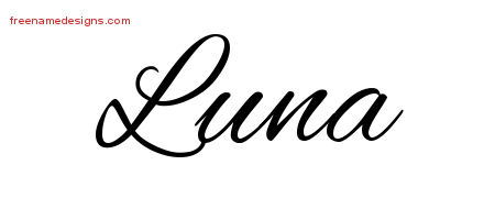 Cursive Name Tattoo Designs Luna Download Free