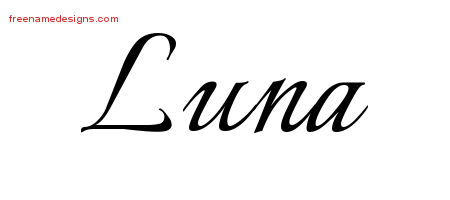 Calligraphic Name Tattoo Designs Luna Download Free