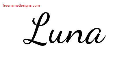 Lively Script Name Tattoo Designs Luna Free Printout