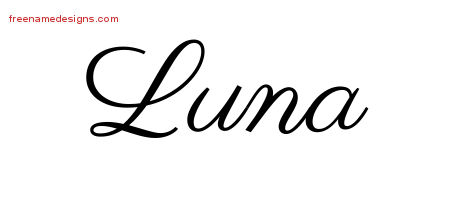 Classic Name Tattoo Designs Luna Graphic Download