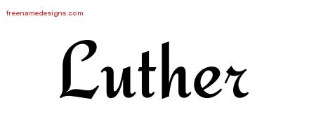 Calligraphic Stylish Name Tattoo Designs Luther Free Graphic