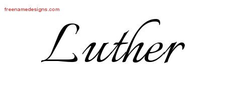 Calligraphic Name Tattoo Designs Luther Free Graphic