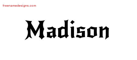 Gothic Name Tattoo Designs Madison Free Graphic