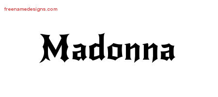 Gothic Name Tattoo Designs Madonna Free Graphic