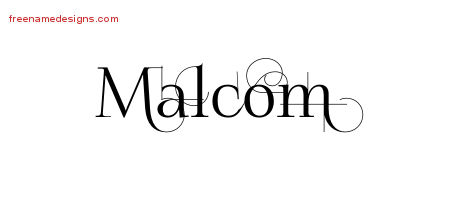 Decorated Name Tattoo Designs Malcom Free Lettering
