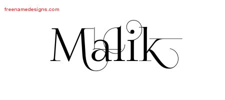 Decorated Name Tattoo Designs Malik Free Lettering