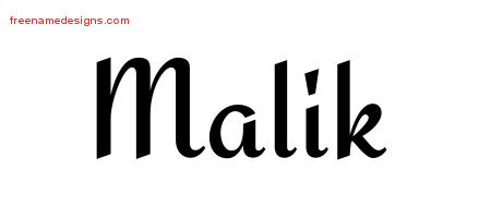 Calligraphic Stylish Name Tattoo Designs Malik Free Graphic