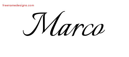 Calligraphic Name Tattoo Designs Marco Free Graphic