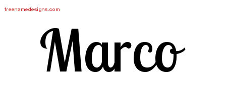 Handwritten Name Tattoo Designs Marco Free Printout