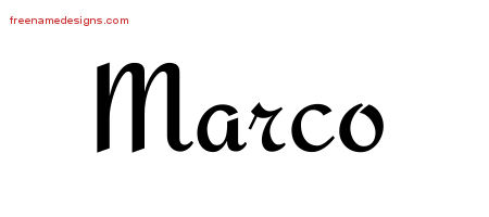 Calligraphic Stylish Name Tattoo Designs Marco Free Graphic
