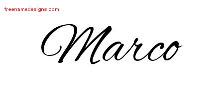 Cursive Name Tattoo Designs Marco Free Graphic