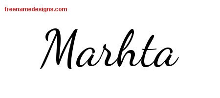 Lively Script Name Tattoo Designs Marhta Free Printout