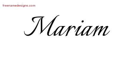 Calligraphic Name Tattoo Designs Mariam Download Free