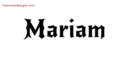 Gothic Name Tattoo Designs Mariam Free Graphic