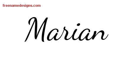 Lively Script Name Tattoo Designs Marian Free Printout