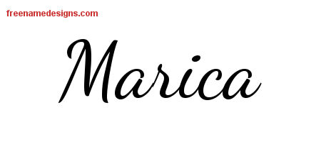 Lively Script Name Tattoo Designs Marica Free Printout