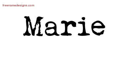 Vintage Writer Name Tattoo Designs Marie Free Lettering