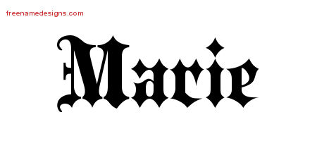 Old English Name Tattoo Designs Marie Free