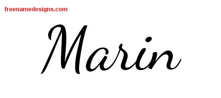 Lively Script Name Tattoo Designs Marin Free Printout