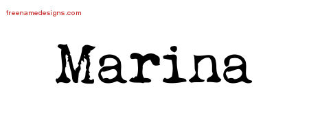 Vintage Writer Name Tattoo Designs Marina Free Lettering
