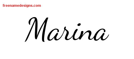 Lively Script Name Tattoo Designs Marina Free Printout