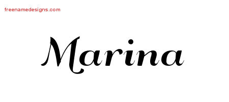 Art Deco Name Tattoo Designs Marina Printable