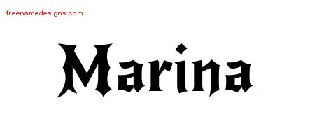 Gothic Name Tattoo Designs Marina Free Graphic