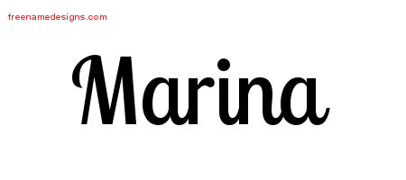 Handwritten Name Tattoo Designs Marina Free Download