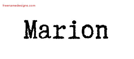 Typewriter Name Tattoo Designs Marion Free Printout
