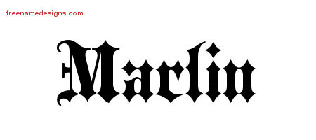Old English Name Tattoo Designs Marlin Free Lettering