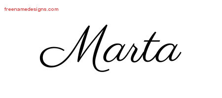 Classic Name Tattoo Designs Marta Graphic Download