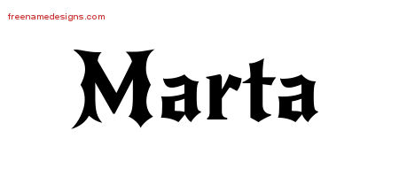 Gothic Name Tattoo Designs Marta Free Graphic
